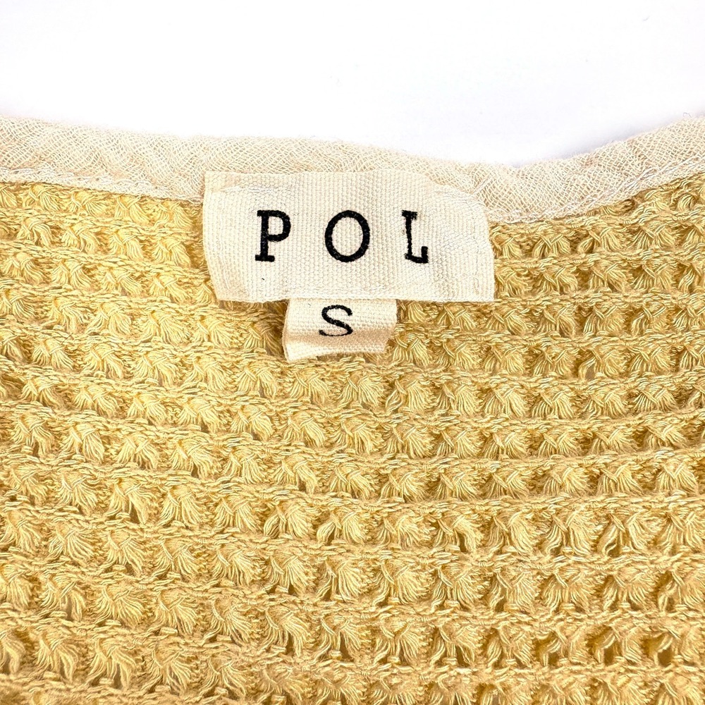 POL Ruffled Cropped Tank Top Womans Sz S Dandelion Wheat Babydoll Boho Casual - Picture 4 of 13
